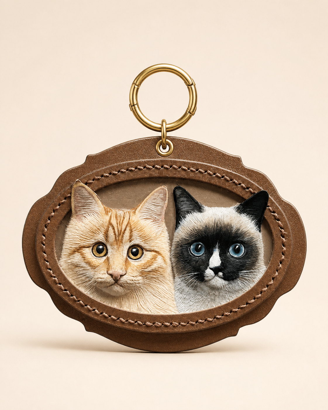 Two-pet portrait keyring